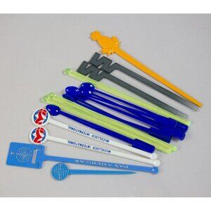 Vtg Mixed Lot 18 Airline Swizzle Sticks Stirrers Pan Am Western Spirit McCulloch